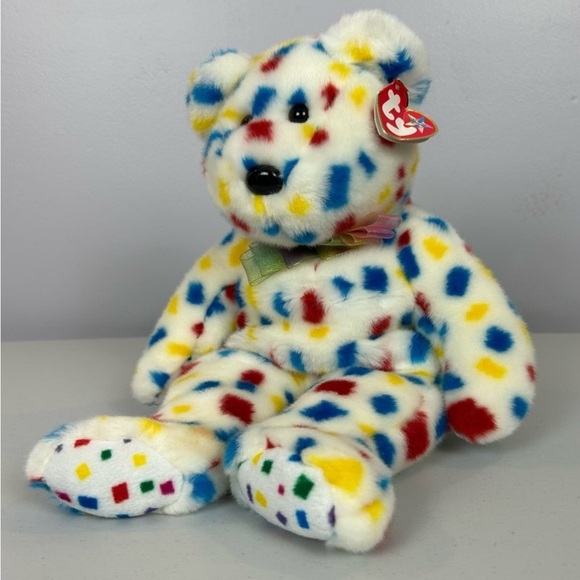 TY Beanie Buddies Collection Vintage TY 2K Confetti Bear 1999 (Large) - Picture 1 of 10